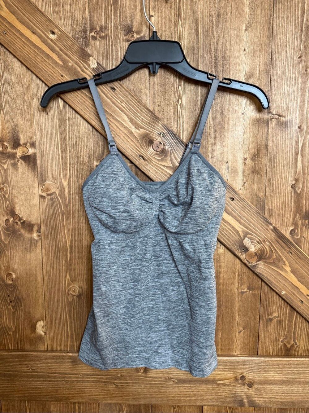 Rosie Pope Maternity Medium Gray Nursing Tank Top Built In Bra Adjustable Straps